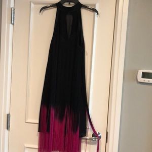 Pink and black fringe dress